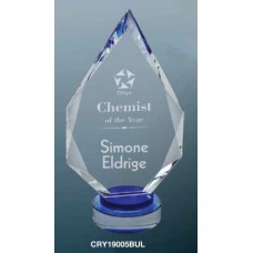 Diamond Crystal on Blue & Clear Round Base